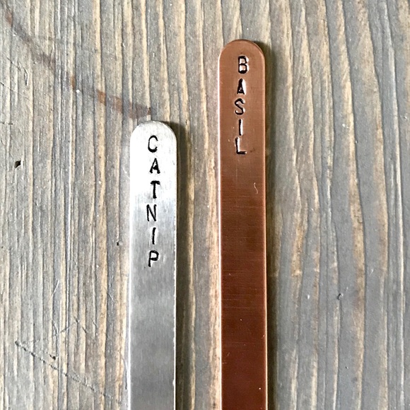 Hand stamped copper garden tag set - Picture 2 of 3